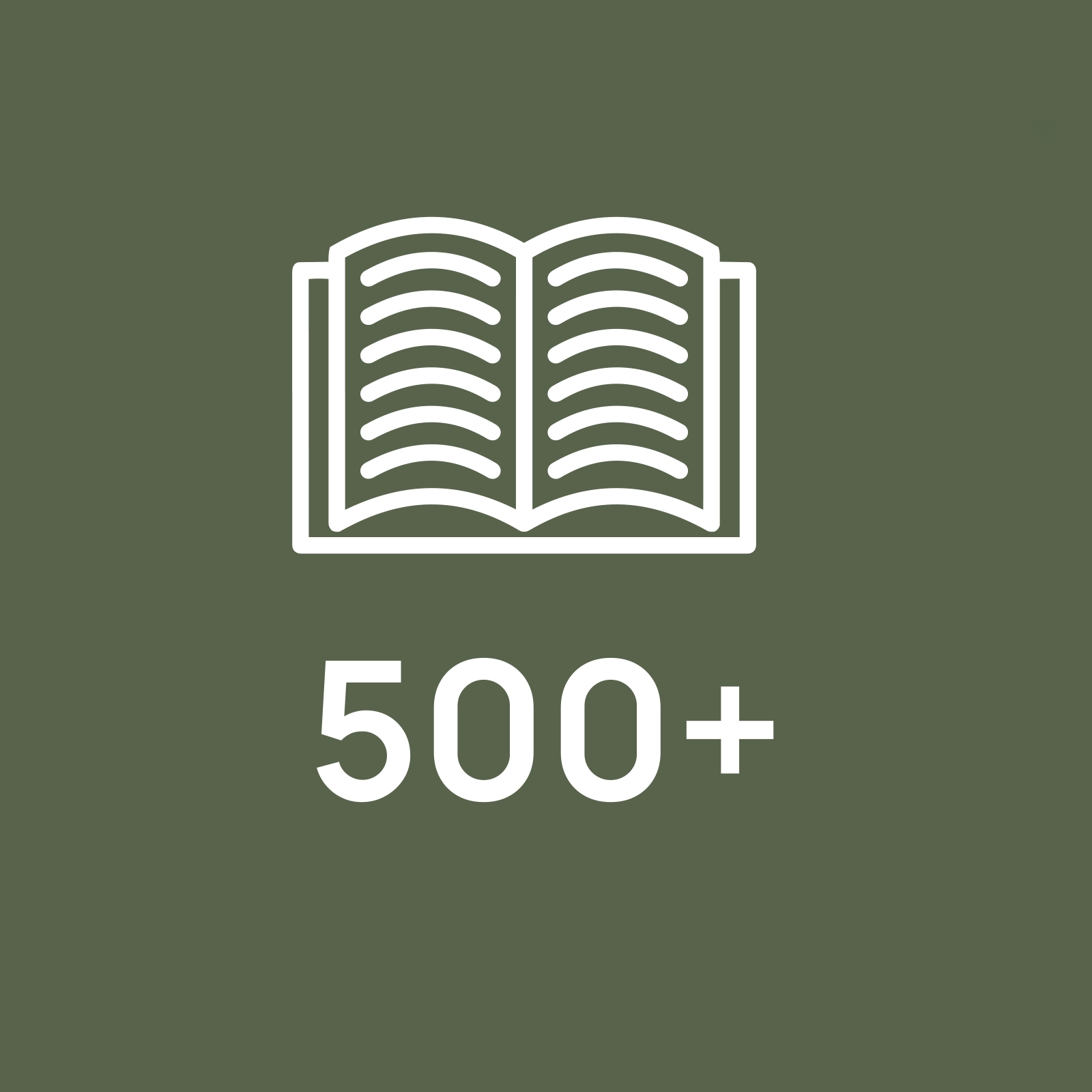 White text on purple background saying "500+".