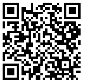 رمز QR أبيض وأسود معروض على خلفية بيضاء.