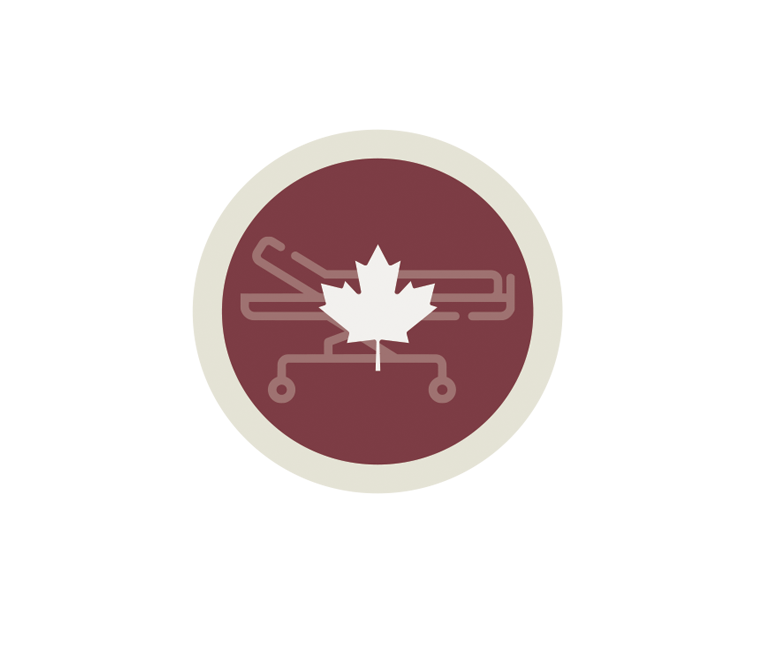 Icon of a maple leaf and a hospital bed