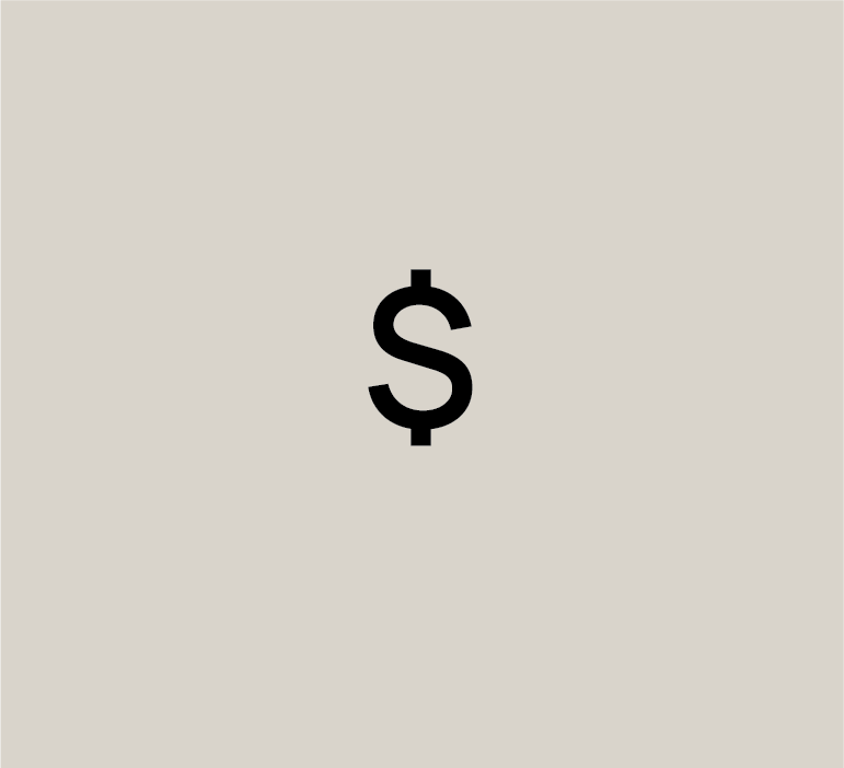Icon of a dollar sign on a beige background